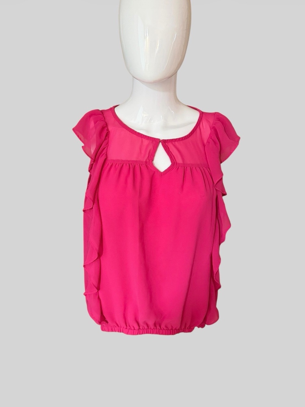 Tempted Hot Pink Ruffle Sleeve Blouse